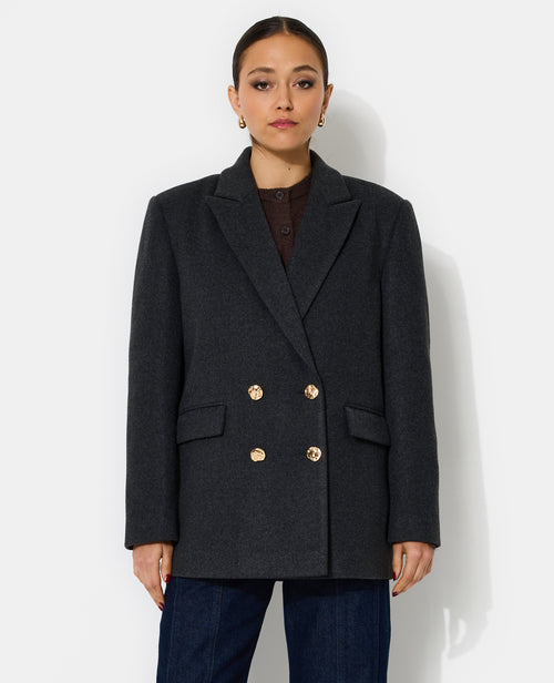 Manteau court effet drap de laine avec boutons dorés - PIMKIE - 5