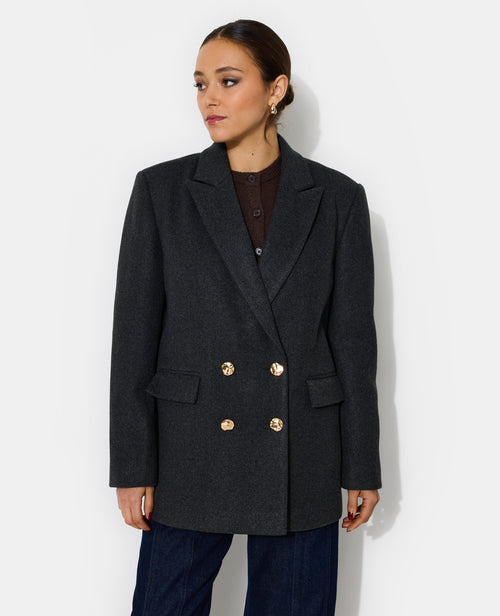 Manteau court effet drap de laine avec boutons dorés - PIMKIE - 7