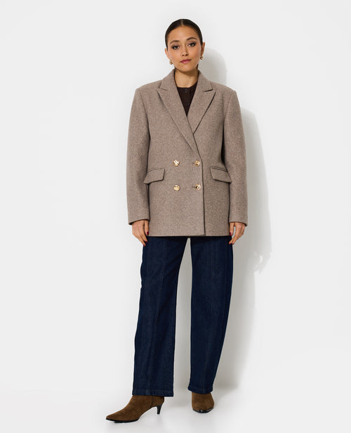 Manteau court effet drap de laine avec boutons dorés - PIMKIE - 3