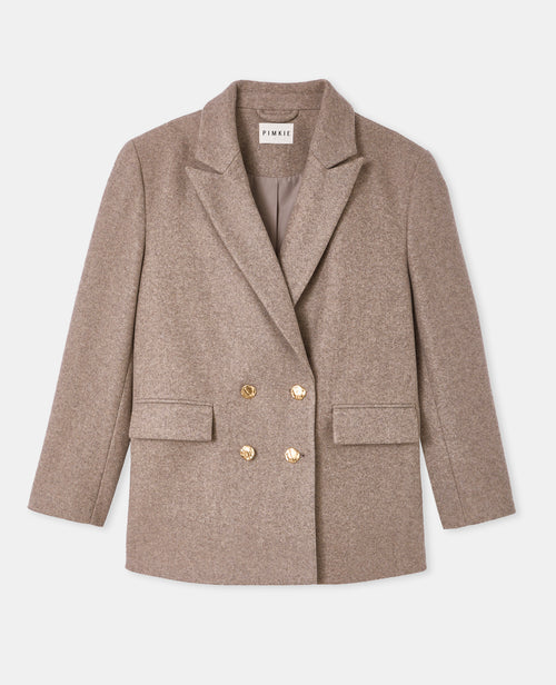 Manteau court effet drap de laine avec boutons dorés - PIMKIE - 4