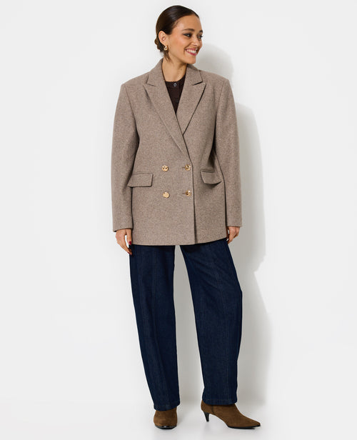 Manteau court effet drap de laine avec boutons dorés - PIMKIE - 5