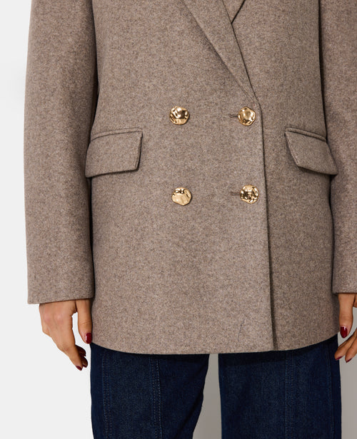 Manteau court effet drap de laine avec boutons dorés - PIMKIE - 7