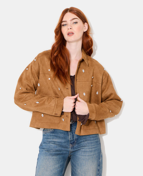 Veste en suédine avec strass - PIMKIE - 1