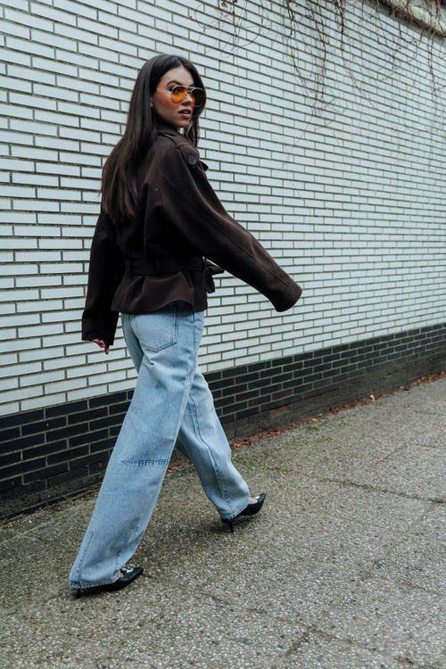 Trench court en suédine avec ceinture - PIMKIE - 2