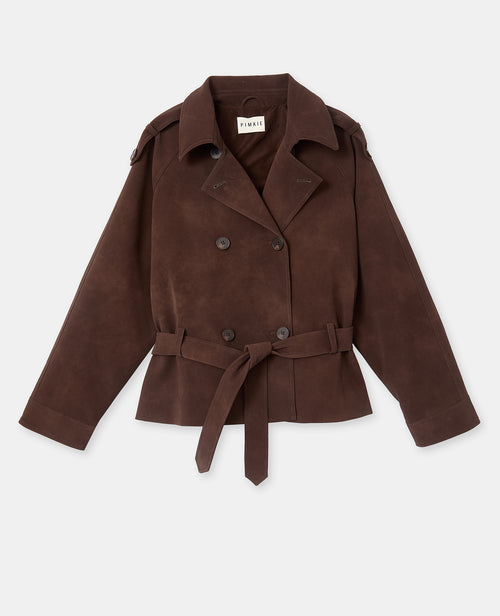 Trench court en suédine avec ceinture - PIMKIE - 4