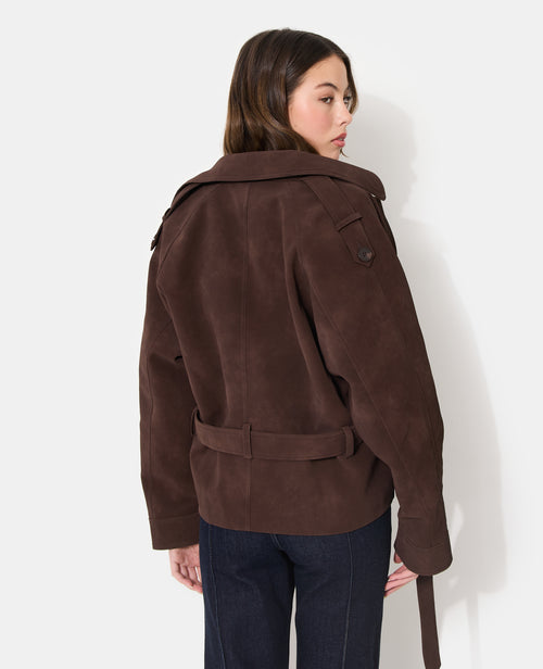 Trench court en suédine avec ceinture - PIMKIE - 6