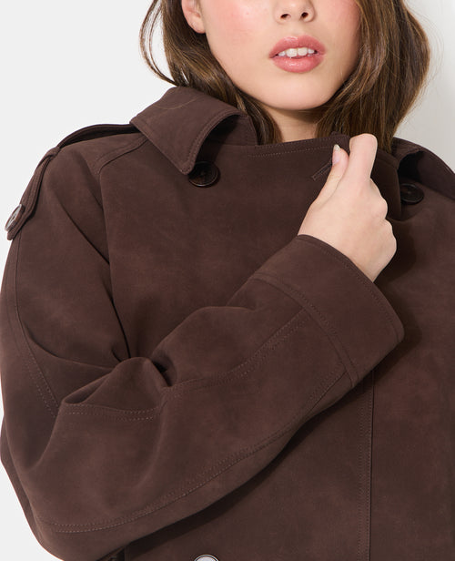 Trench court en suédine avec ceinture - PIMKIE - 8