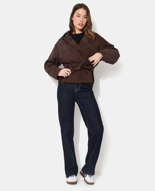 Trench court en suédine avec ceinture - PIMKIE - 9