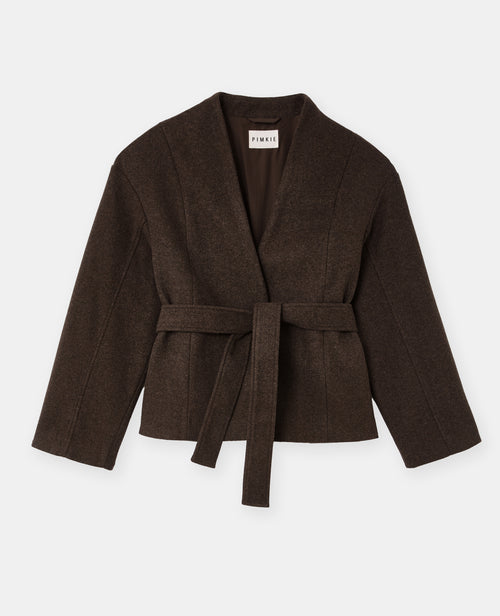 Manteau court drap de laine avec ceinture - PIMKIE - 4