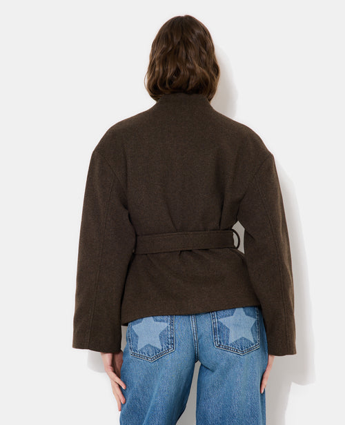 Manteau court drap de laine avec ceinture - PIMKIE - 6