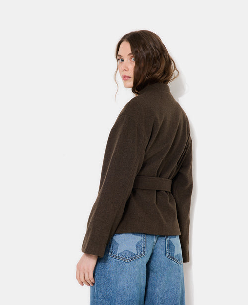 Manteau court drap de laine avec ceinture - PIMKIE - 8