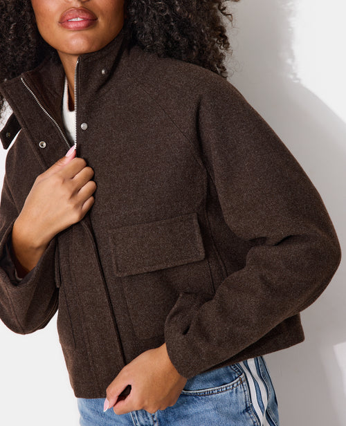 Manteau court drap de laine avec col montant - PIMKIE - 2