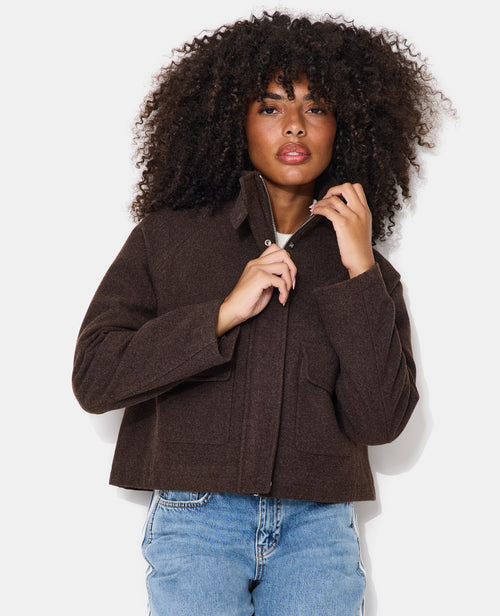 Manteau court drap de laine avec col montant - PIMKIE - 5