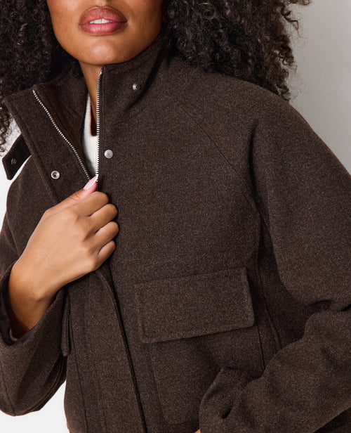 Manteau court drap de laine avec col montant - PIMKIE - 2