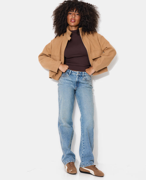 Manteau court drap de laine avec col montant - PIMKIE - 3