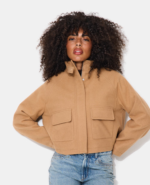 Manteau court drap de laine avec col montant - PIMKIE - 5