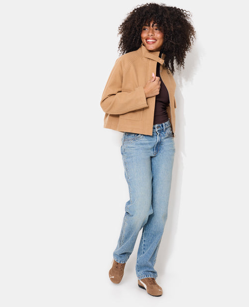 Manteau court drap de laine avec col montant - PIMKIE - 2
