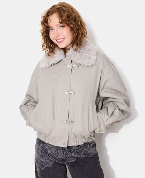 Blouson avec col fourrure et boutons fantaisie - PIMKIE - 1