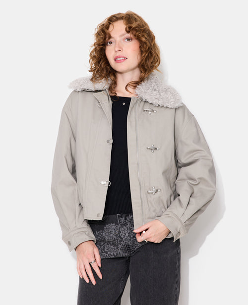 Blouson avec col fourrure et boutons fantaisie - PIMKIE - 5