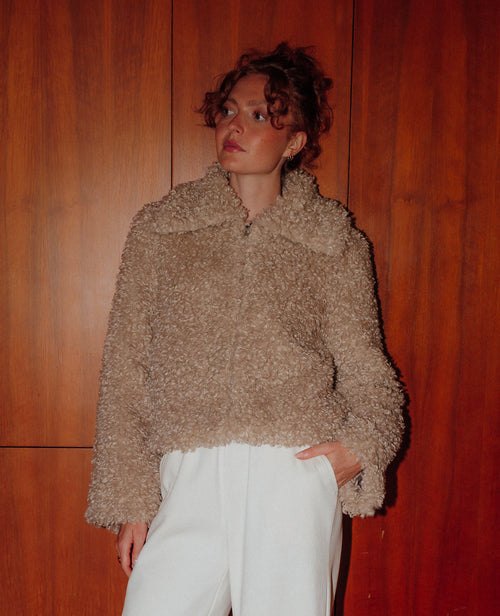 Manteau court en fourrure bouclette - PIMKIE - 1