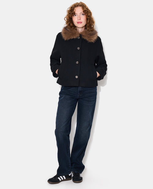 Manteau court avec laine et col fourrure - PIMKIE - 3