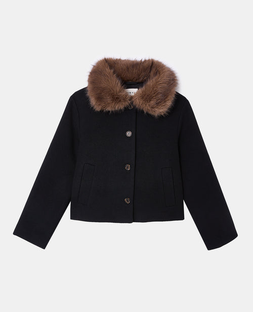 Manteau court avec laine et col fourrure - PIMKIE - 4