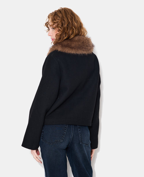 Manteau court avec laine et col fourrure - PIMKIE - 6