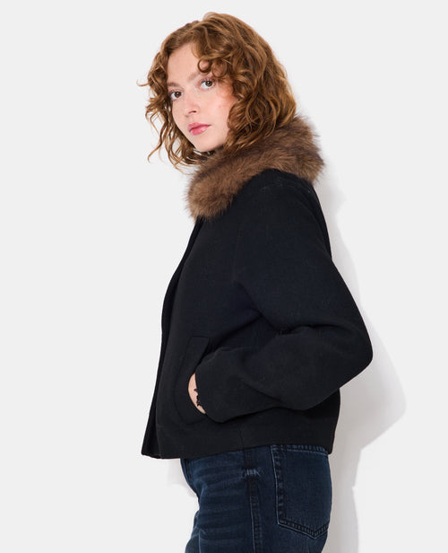Manteau court avec laine et col fourrure - PIMKIE - 8