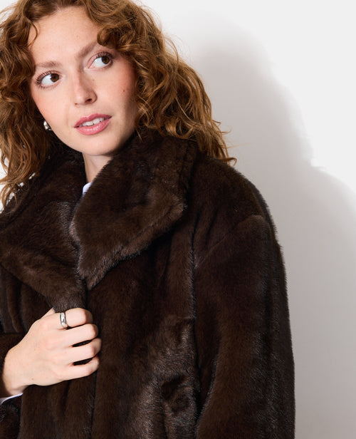 Manteau court en fourrure avec grand col - PIMKIE - 2