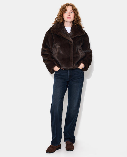 Manteau court en fourrure avec grand col - PIMKIE - 3