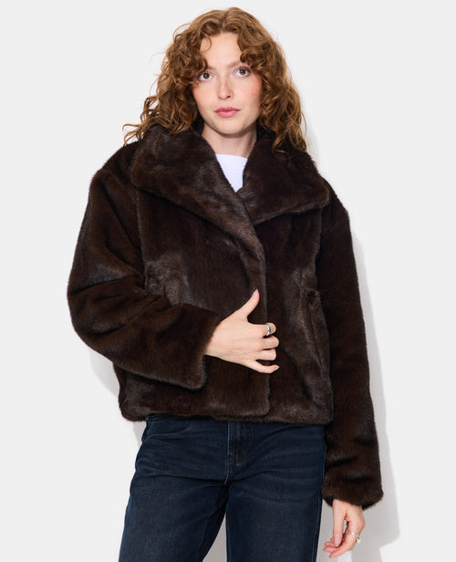 Manteau court en fourrure avec grand col - PIMKIE - 5