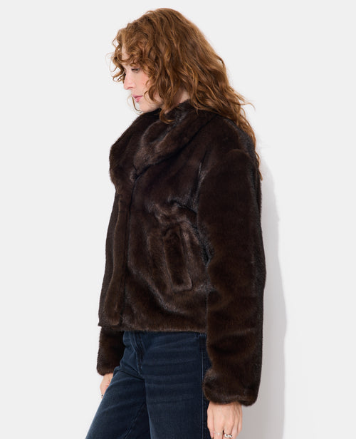 Manteau court en fourrure avec grand col - PIMKIE - 1