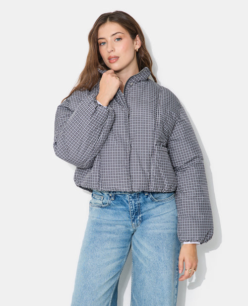 Blouson doudoune à carreaux avec col montant - PIMKIE - 1