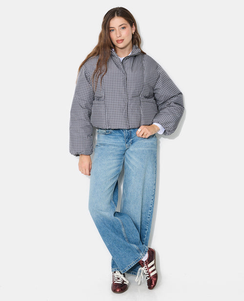 Blouson doudoune à carreaux avec col montant - PIMKIE - 1
