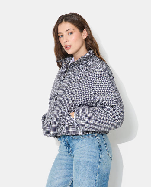 Blouson doudoune à carreaux avec col montant - PIMKIE - 3
