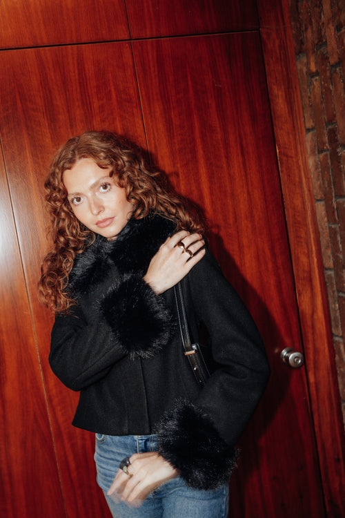 Manteau court avec fausse fourrure et laine - PIMKIE - 2