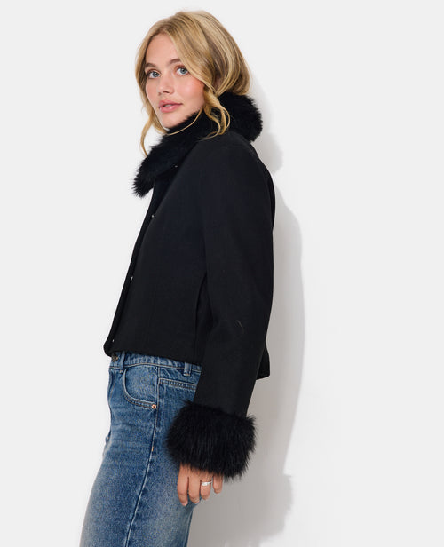 Manteau court avec fausse fourrure et laine - PIMKIE - 3