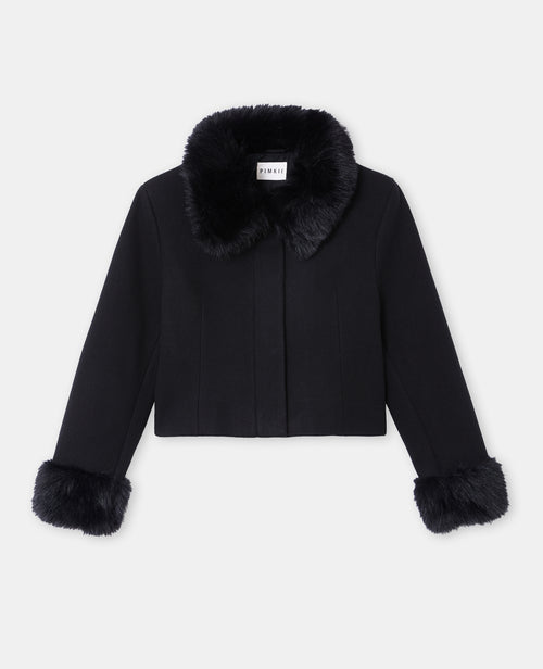 Manteau court avec fausse fourrure et laine - PIMKIE - 4