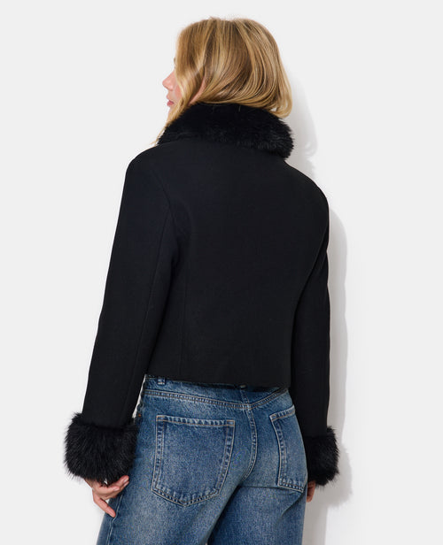 Manteau court avec fausse fourrure et laine - PIMKIE - 6