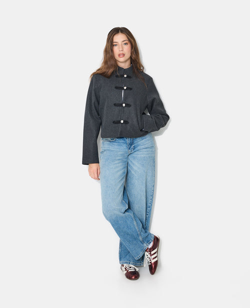 Manteau court avec laine pattes brandebourg - PIMKIE - 3