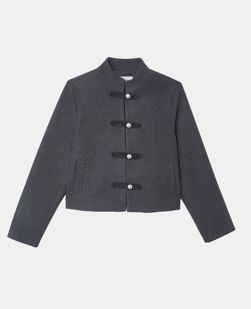 Manteau court avec laine pattes brandebourg - PIMKIE - 4