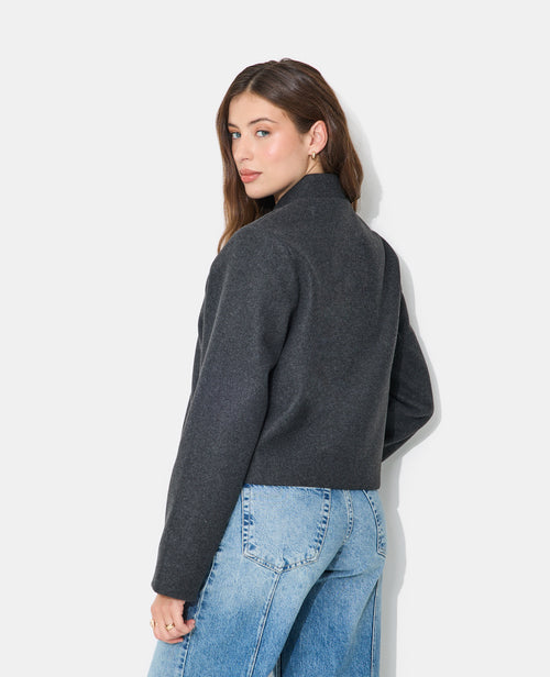 Manteau court avec laine pattes brandebourg - PIMKIE - 6