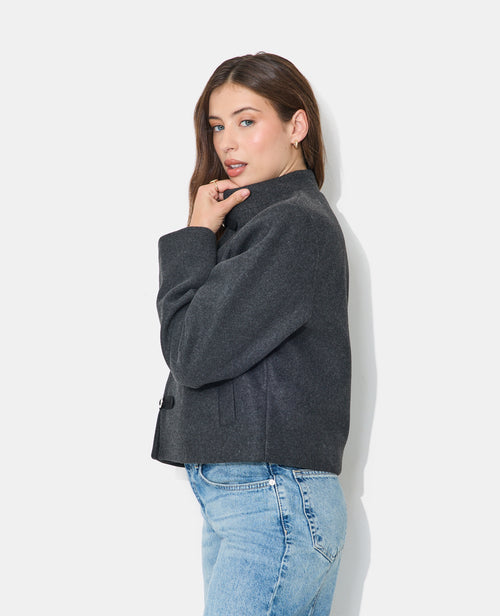 Manteau court avec laine pattes brandebourg - PIMKIE - 1