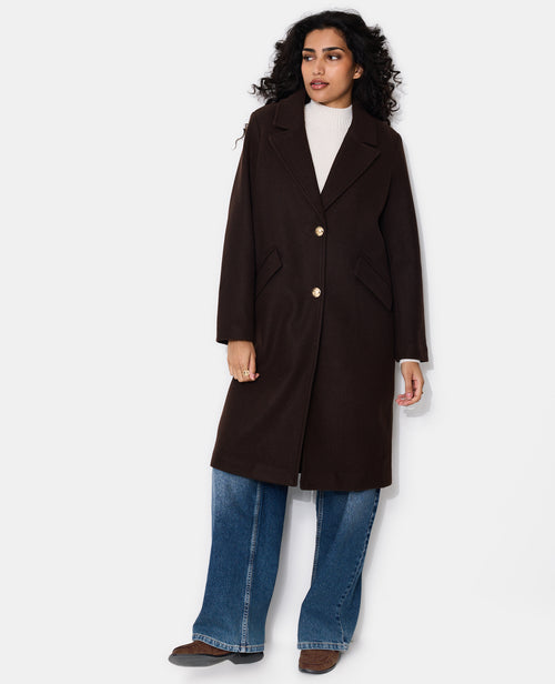 Manteau long effet drap de laine avec boutons dorés - PIMKIE - 1