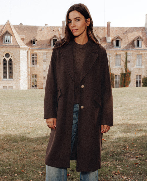 Manteau long effet drap de laine avec boutons dorés - PIMKIE - 1