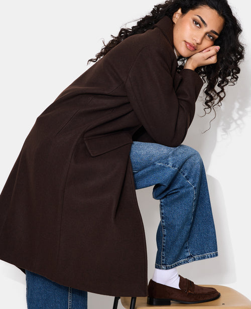 Manteau long effet drap de laine avec boutons dorés - PIMKIE - 3