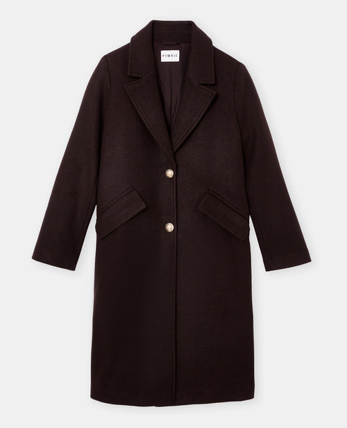 Manteau long effet drap de laine avec boutons dorés - PIMKIE - 4