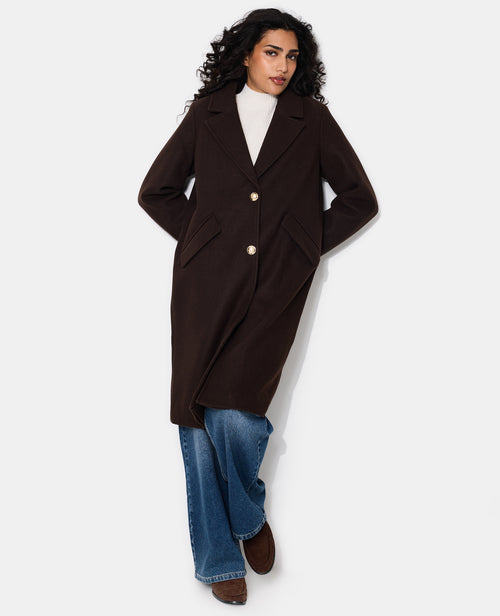 Manteau long effet drap de laine avec boutons dorés - PIMKIE - 5