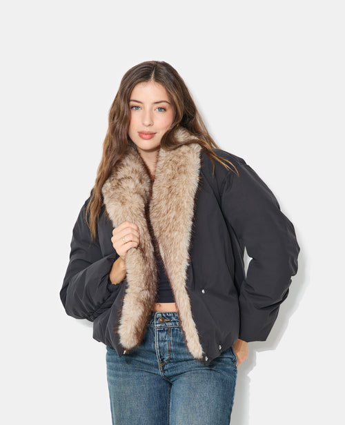 Blouson boule grand col fausse fourrure - PIMKIE - 1