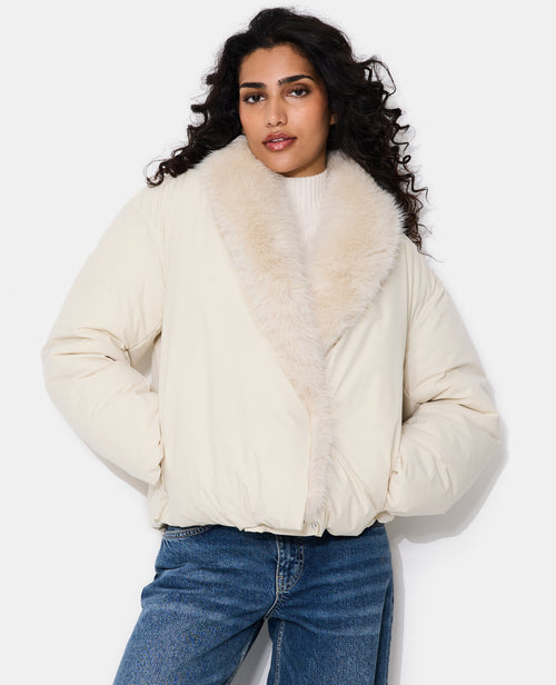 Blouson boule avec grand col fourrure - PIMKIE - 1